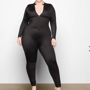 Skims all in one shine mock neck long sleeve catsuit